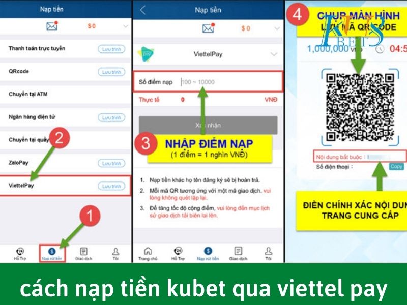 Hướng dẫn cách nạp tiền trên kubet qua viettel pay 2 nạp tiền kubet bằng viettel pay