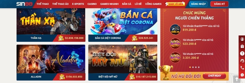 Nhà cái Sin88 - Nơi cung cấp game cá cược chất lượng cao 2 Sở hữu giao diện sinh động