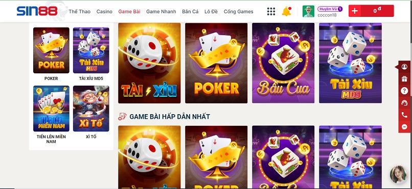 Nhà cái Sin88 - Nơi cung cấp game cá cược chất lượng cao 3 Kho game phong phú,đa dạng